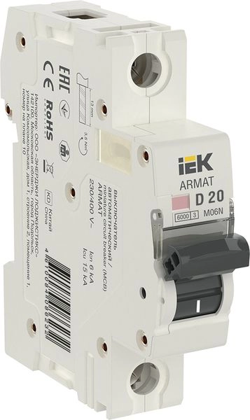 Выкл. автомат. 1Р D20А 6кА (M06N) ARMAT AR-M06N-1-D020 Выкл. автомат. 1Р D20А 6кА (M06N) ARMAT AR-M06N-1-D020 в каталоге ЮгКабель