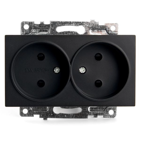 Розетка 2-местная с защитной шторкой (механизм) б/з, 250В, 10А, серия Катрин, GLS10-7113-05, черный 39611 в каталоге ЮгКабель