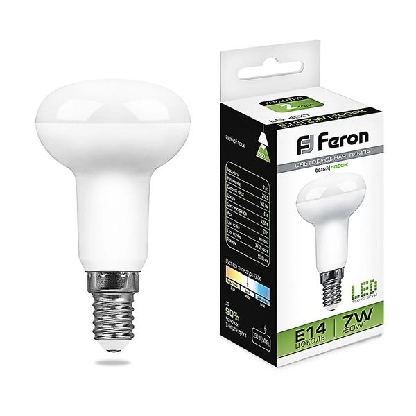 Лампа светодиод. LED  7W 4000К 560Лм Е14 30т.ч. R50 (80х50) (аналог 60W) ECO 25514 Лампа светодиод. LED  7W 4000К 560Лм Е14 30т.ч. R50 (80х50) (аналог 60W) ECO 25514 в каталоге ЮгКабель