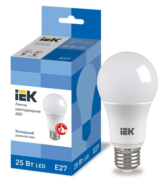 Лампа светодиод. LED 25W 6500К 2500Лм Е27 30т.ч. А80 (154х80) (аналог 180W) LLE-A80-25-230-65-E27 Лампа светодиод. LED 25W 6500К 2500Лм Е27 30т.ч. А80 (154х80) (аналог 180W) LLE-A80-25-230-65-E27 в каталоге ЮгКабель