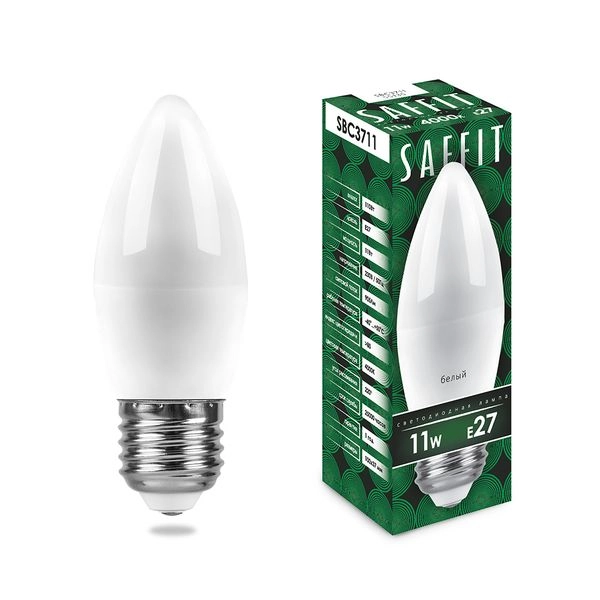 Лампа светодиод. LED 11W 4000К 905Лм Е27 50т.ч. C37 (100х37) (аналог 110W) свеча SBC3711 55135 Лампа светодиод. LED 11W 4000К 905Лм Е27 50т.ч. C37 (100х37) (аналог 110W) свеча SBC3711 55135 в каталоге ЮгКабель