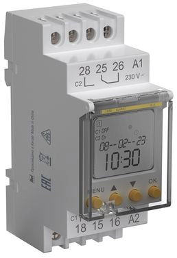 Таймер на DIN-рейку 16А 230В Uпит. AC/DC 230/24В астрономический 2 канала IP20 ТА80 до 80 прог.KARAT MTA-A-16 в каталоге ЮгКабель