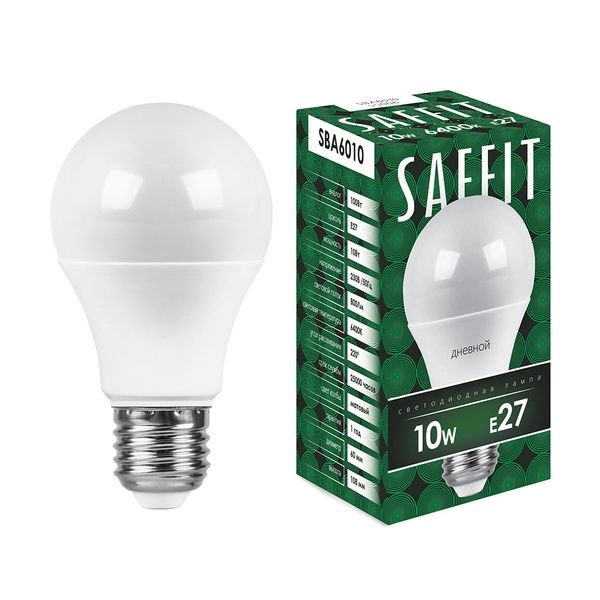 Лампа светодиод. LED 10W 6400К 800Лм Е27 30т.ч. А60 (108х60) (аналог 100W) SBA6010 55006 Лампа светодиод. LED 10W 6400К 800Лм Е27 30т.ч. А60 (108х60) (аналог 100W) SBA6010 55006 в каталоге ЮгКабель