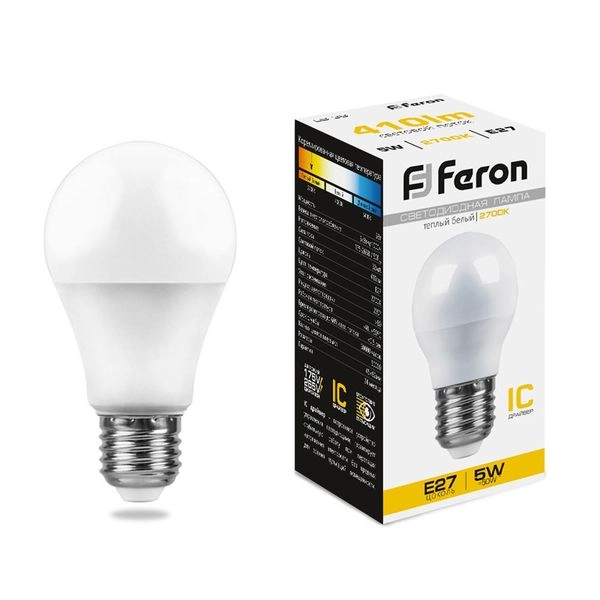 Лампа светодиод. LED   5W 2700К 410Лм Е27 30т.ч. G45 (82х45) (аналог 50W) шар LB-38 25404 Лампа светодиод. LED   5W 2700К 410Лм Е27 30т.ч. G45 (82х45) (аналог 50W) шар LB-38 25404 в каталоге ЮгКабель