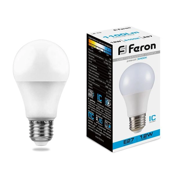 Лампа светодиод. LED 12W 6400К 1100Лм Е27 30т.ч. А60 (118х60) (аналог 100W) LB-93 IC 25490 Лампа светодиод. LED 12W 6400К 1100Лм Е27 30т.ч. А60 (118х60) (аналог 100W) LB-93 IC 25490 в каталоге ЮгКабель
