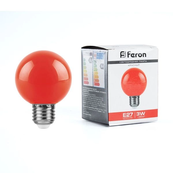 Лампа светодиод. LED   3W 220В Е27 G60 (84х60) матовый шар (красный) (для гирлянд) LB-371 25905 Лампа светодиод. LED   3W 220В Е27 G60 (84х60) матовый шар (красный) (для гирлянд) LB-371 25905 в каталоге ЮгКабель