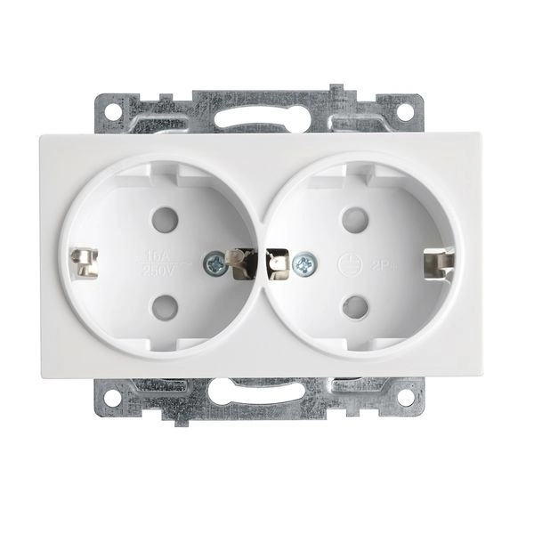 Розетка 2-местная с защитной шторкой (механизм)  с/з , 250В, 16А, серия Катрин, GLS16-7114-01, белый 39574 в каталоге ЮгКабель