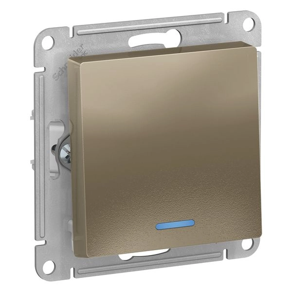 Выключатель 1-кл. СП AtlasDesign 10А IP20 (сх. 1а) 10AX с подсветкой механизм шампань ATN000513 в каталоге ЮгКабель