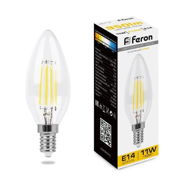 Лампа светодиод. филамент. LED 11W 2700К 950Лм Е14 30т.ч. C35(100х35)(аналог 100W)свеча прозр LB-713 38006 Лампа светодиод. филамент. LED 11W 2700К 950Лм Е14 30т.ч. C35(100х35)(аналог 100W)свеча прозр LB-713 38006 в каталоге ЮгКабель