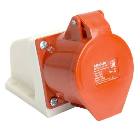 Розетка силовая 3-ф., 16А, 380В, IP44 (5-п, настен.) ST-115 , RST16-115-44 Stekker 49435 в каталоге ЮгКабель