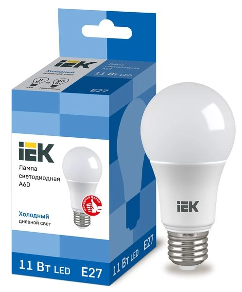 Лампа светодиод. LED 11W 6500К 990Лм Е27 30т.ч. А60 (120х60) (аналог 90W) ECO LLE-A60-11-230-65-E27 Лампа светодиод. LED 11W 6500К 990Лм Е27 30т.ч. А60 (120х60) (аналог 90W) ECO LLE-A60-11-230-65-E27 в каталоге ЮгКабель