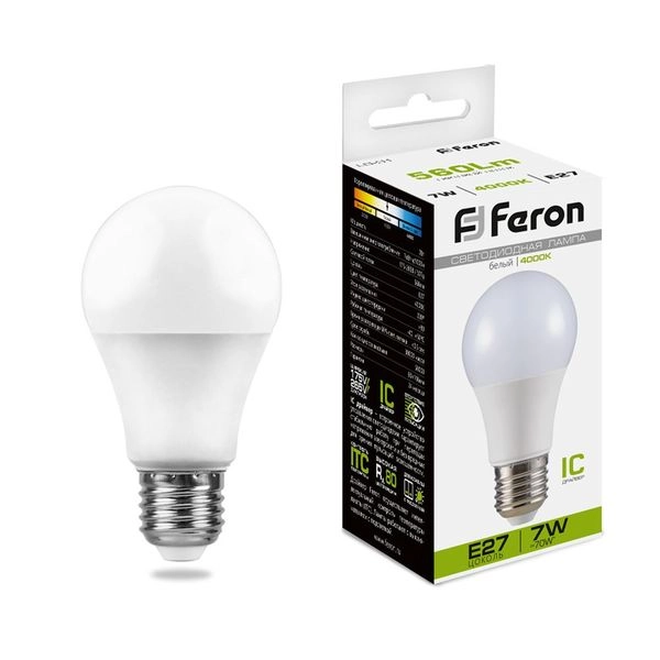 Лампа светодиод. LED   7W 4000К 560Лм Е27 30т.ч. А60 (108х60) (аналог 70W) LB-91 IC 25445 Лампа светодиод. LED   7W 4000К 560Лм Е27 30т.ч. А60 (108х60) (аналог 70W) LB-91 IC 25445 в каталоге ЮгКабель