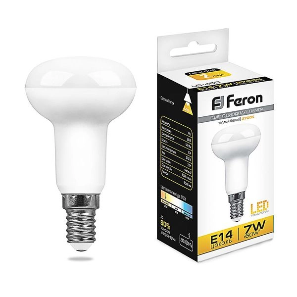Лампа светодиод. LED  7W 2700К 540Лм Е14 30т.ч. R50 (80х50) (аналог 60W) ECO 25513 Лампа светодиод. LED  7W 2700К 540Лм Е14 30т.ч. R50 (80х50) (аналог 60W) ECO 25513 в каталоге ЮгКабель