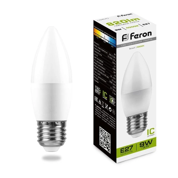 Лампа светодиод. LED   9W 4000К 820Лм Е27 30т.ч. C35 (100х37) (аналог 70W) свеча LB-570 IC 25937 Лампа светодиод. LED   9W 4000К 820Лм Е27 30т.ч. C35 (100х37) (аналог 70W) свеча LB-570 IC 25937 в каталоге ЮгКабель