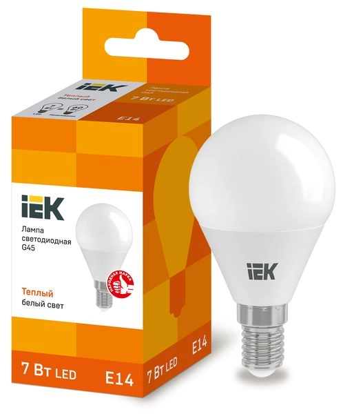 Лампа светодиод. LED  7W 3000К 630Лм Е14 30т.ч. G45 (83х45) (аналог 60W) ECO шар LLE-G45-7-230-30-E14 Лампа светодиод. LED  7W 3000К 630Лм Е14 30т.ч. G45 (83х45) (аналог 60W) ECO шар LLE-G45-7-230-30-E14 в каталоге ЮгКабель