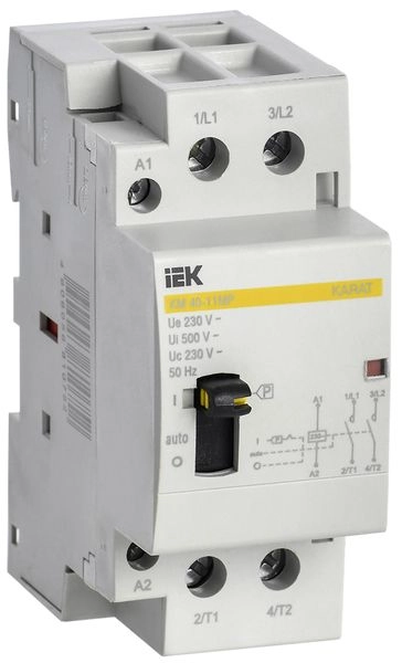 Контактор модульный 2Р 40А 1HO 1НЗ 230В с ручным управл. КМ40-11МР AC KARAT MKK12-40-11 в каталоге ЮгКабель