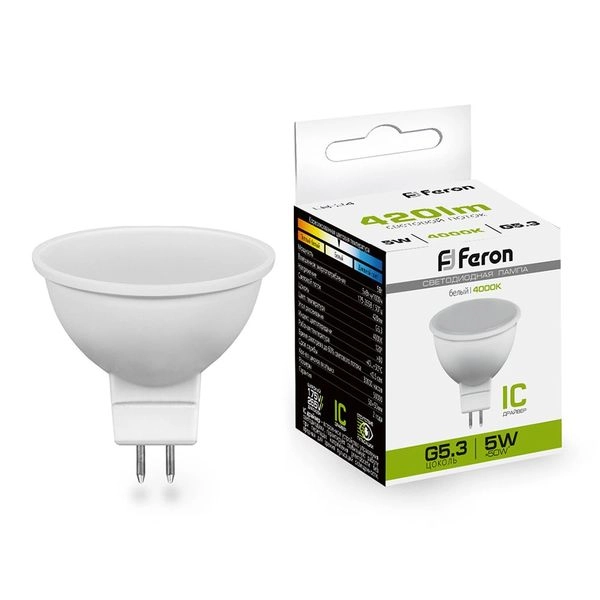 Лампа светодиод. LED   5W 4000К 420Лм MR16 GU5.3 30т.ч. 220V (50х50) (аналог 50W) LB-24 IC 25126 Лампа светодиод. LED   5W 4000К 420Лм MR16 GU5.3 30т.ч. 220V (50х50) (аналог 50W) LB-24 IC 25126 в каталоге ЮгКабель