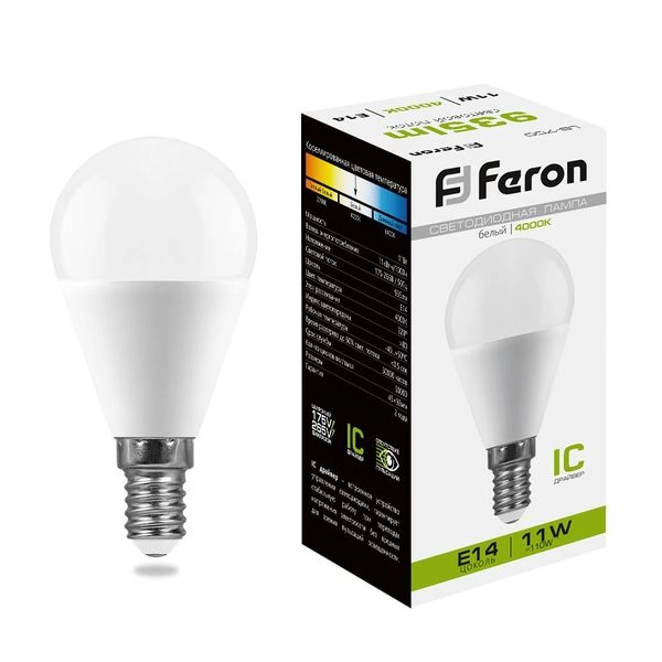 Лампа светодиод. LED 11W 4000К 935Лм Е14 30т.ч. G45 (92х45) (аналог 110W) шар LB-550 IC 25947 Лампа светодиод. LED 11W 4000К 935Лм Е14 30т.ч. G45 (92х45) (аналог 110W) шар LB-550 IC 25947 в каталоге ЮгКабель