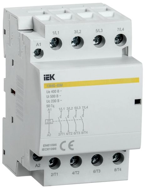 Контактор модульный 4Р 40А 4HO 230В КМ40-40М AC/DC MKK21-40-40 в каталоге ЮгКабель
