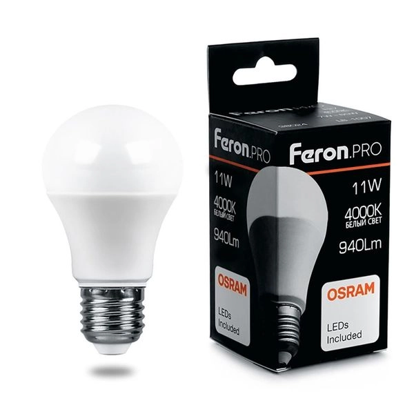 Лампа светодиод. LED 11W 4000К 940Лм Е27 30т.ч. А60 (112х60) (аналог 90W) LB-1011 OSRAM LED 38030 Лампа светодиод. LED 11W 4000К 940Лм Е27 30т.ч. А60 (112х60) (аналог 90W) LB-1011 OSRAM LED 38030 в каталоге ЮгКабель