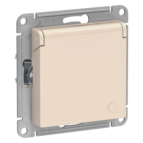 Розетка СП 1-м c з/к с шторк. с крышкой механизм IP20 (бежевый) Atlas ATN000246 в каталоге ЮгКабель