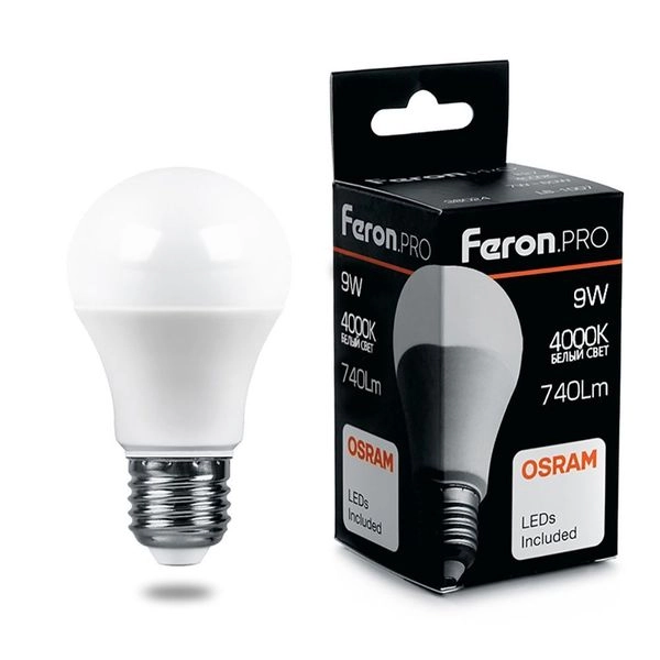 Лампа светодиод. LED   9W 4000К 740Лм Е27 30т.ч. А60 (108х60) (аналог 75W) LB-1009 OSRAM LED 38027 Лампа светодиод. LED   9W 4000К 740Лм Е27 30т.ч. А60 (108х60) (аналог 75W) LB-1009 OSRAM LED 38027 в каталоге ЮгКабель
