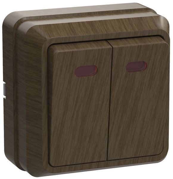 Выключатель ОП 2-м с подсв. (дуб) Октава EVO21-K04-10-DC Выключатель ОП 2-м с подсв. (дуб) Октава EVO21-K04-10-DC в каталоге ЮгКабель