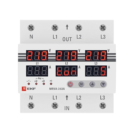 Реле напряжения 3ф., 63А 400В, 5мод.,   защита по току (MRVA-3) MRVA-3-63A - купить по низкой цене в Краснодаре | ЮгКабель