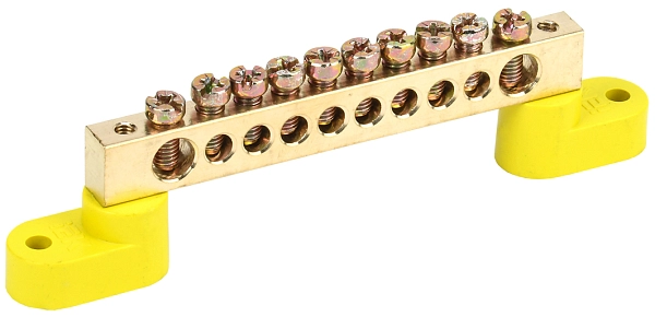 Шина PE "земля" на двух угловых изол ШНИ-8х12-10-У2-Ж ИЭК YNN10-812-10C2-K05 в каталоге ЮгКабель