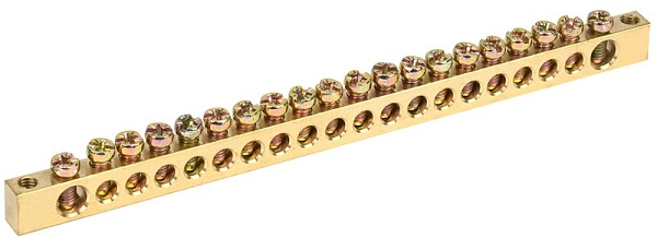 Шина "N"нулевая 6х9мм 20/2 (20групп/креп по краям) YNN11-20-100 в каталоге ЮгКабель