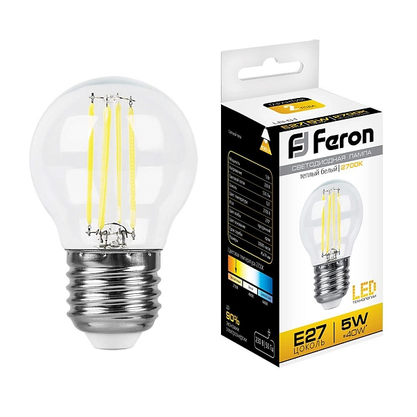 Лампа светодиод. LED 5W 2700К 530Лм Е27 30т.ч. G45 (74х45) (аналог 40W) шар LB-61 25581 Лампа светодиод. LED 5W 2700К 530Лм Е27 30т.ч. G45 (74х45) (аналог 40W) шар LB-61 25581 в каталоге ЮгКабель