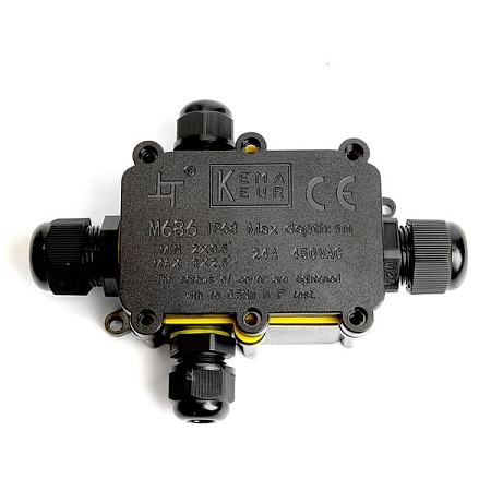 Коробка разветвительная водонепрониц. 4 вых. IP68 с 4-конт. коннектором 450V140х100х36 черный LD524 49122 - купить по низкой цене в Краснодаре | ЮгКабель