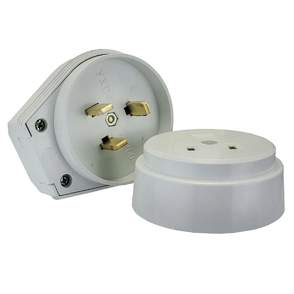 Вилка для РШ-ВШ 32А 250В 2P PE (ОУ) пластиковый бел. EKF AS-250-B-01 в каталоге ЮгКабель