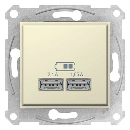 Розетка СП 2-м USB мех-м 2,1А (2х1,05А), (бежевый) Sedna  SDN2710247