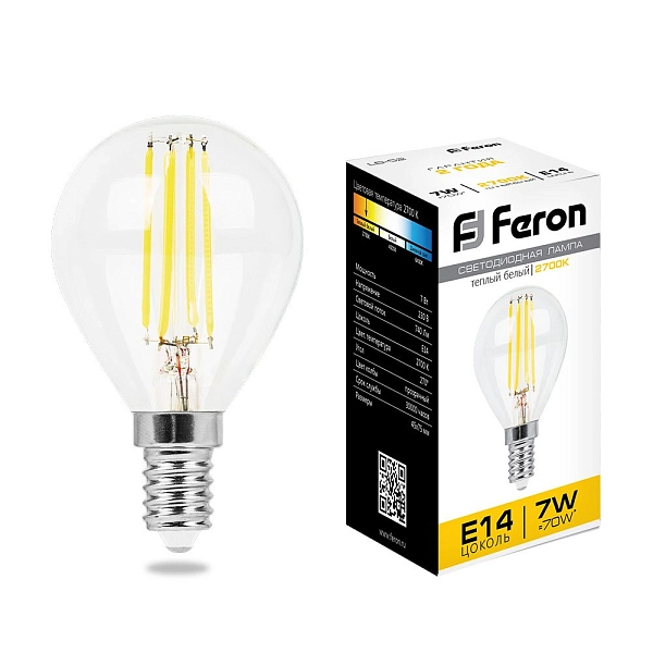 Лампа светодиод. LED 7W 2700К 740Лм Е14 30т.ч. G45 (74х45) (аналог 60W) шар LB-52 25874 Лампа светодиод. LED 7W 2700К 740Лм Е14 30т.ч. G45 (74х45) (аналог 60W) шар LB-52 25874 в каталоге ЮгКабель
