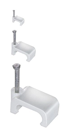 Скобы ПВХ для кабеля d 6 мм (плоские) (по 100 шт.) USK21-06-100