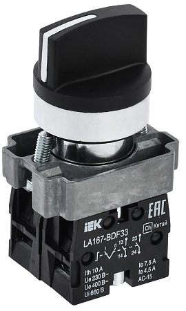 Переключатель LA167-BDF33 3 полож. 2з черный IEK BSW20-BDF33-4-24-67-3-K02