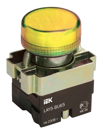 Индикатор LAY5-BU65 желтого цвета d22мм  BLS50-BU-K05