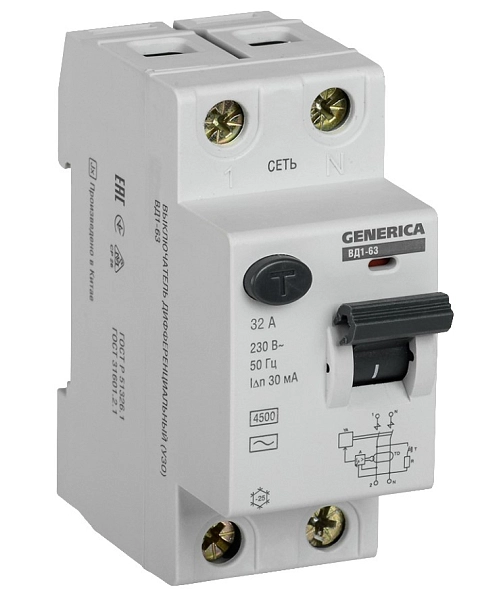 УЗО 2Р 32А/30мА (ВД1-63) MDV15-2-032-030 УЗО 2Р 32А/30мА (ВД1-63) MDV15-2-032-030 в каталоге ЮгКабель