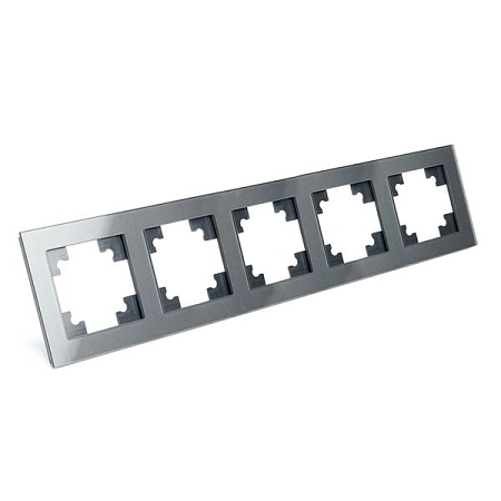 Рамка горизонтальная 5-местная, стекло серия Катрин, GFR00-7005-06, графит 39642 в наличии по выгодной цене. Краснодар. ЮГКАБЕЛЬ.