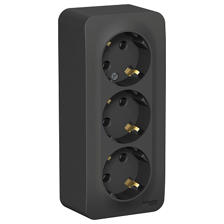 Розетка ОП 3-м c з/к без шт. (антрацит) Blanca BLNRA010316