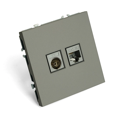 Розетка СП TV   комп. RJ-45 механизм (платиново-серый) soft touch Эмили RST00-5106-10 49950