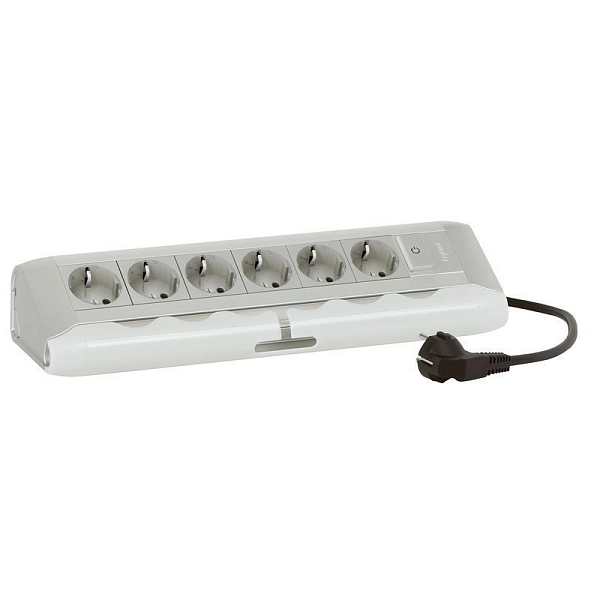 Настольный блок 6-и местн., с з/к, с выкл. (алюминий) 653550 в каталоге ЮгКабель