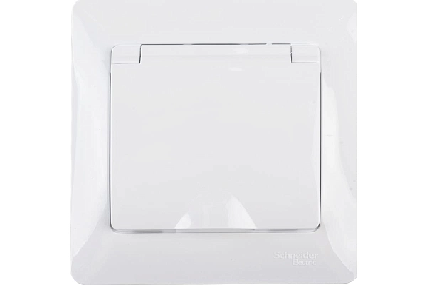 Розетка СП 1-м c з/к со шторк. с крышкой IP20 в сборе (белый) Glossa GSL000146 в каталоге ЮгКабель