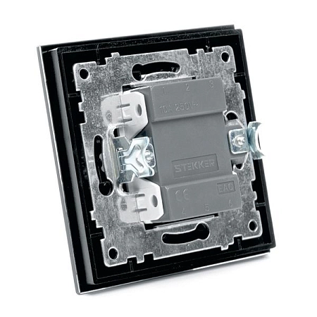 Выключатель (переключатель) электрический 1-клавишный, серия Катрин, GLS10-7005-05, черный в сборе  39507 в наличии по выгодной цене. Краснодар. ЮГКАБЕЛЬ.