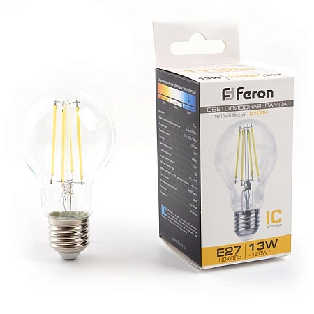Лампа светодиод. LED 13W 2700К 1110Лм Е27 30т.ч. А60 (107х60) (аналог 120W) 38239