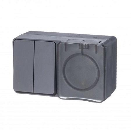 Блок ОП розетка 16А 250В с заземл. защ. шторки   2-кл. выключатель 10А IP54 антрацит Profi54 ATN544074 в наличии по выгодной цене. Краснодар. ЮГКАБЕЛЬ.