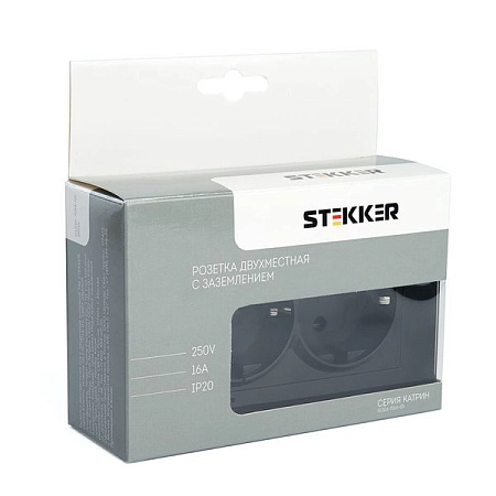 Розетка 2-местная с защитной шторкой с/з, 250В, 16А, серия Катрин, GLS16-7014-05 , черный в сборе  39516 в наличии по выгодной цене. Краснодар. ЮГКАБЕЛЬ.