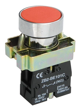 Кнопка управления LAY5-BA42 без подсветки красная 1р BBT61-BA-K04
