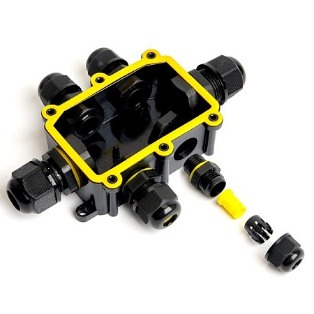 Коробка разветвительная водонепрониц. вых. IP68 с 4-конт. коннектором 450V 140х100х36 черный LD526 49124 - купить по низкой цене в Краснодаре | ЮгКабель